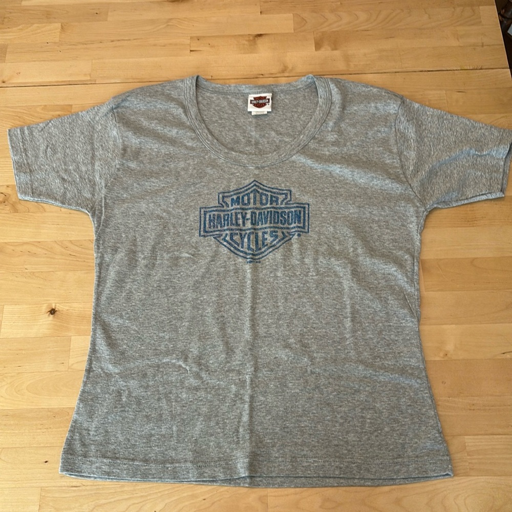 Harley Davidson women’s tshirt size 2x, grey and blue glitter